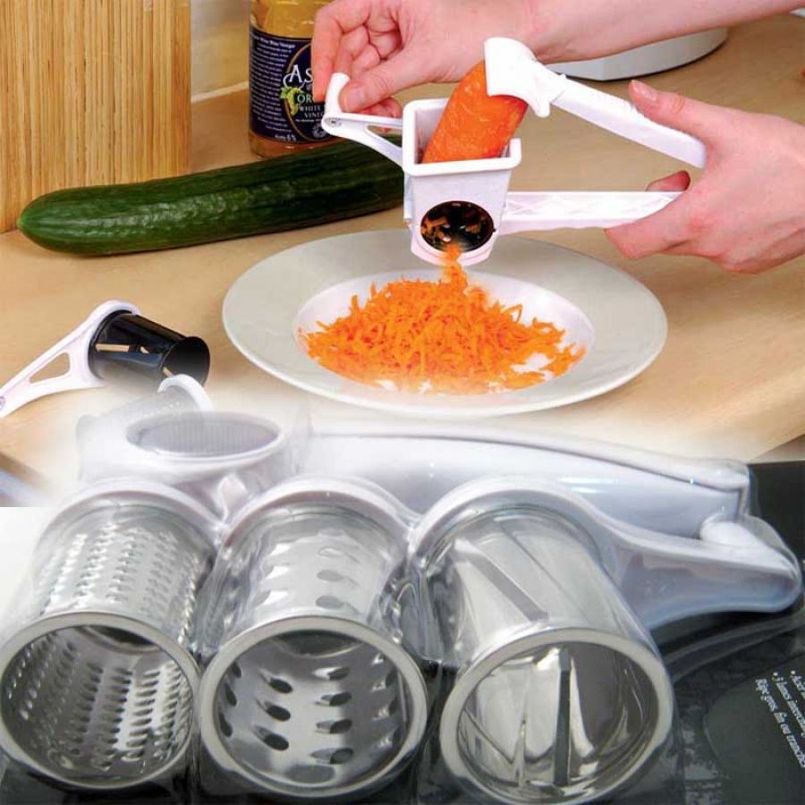 3in1 Fackelmann Hand Held Rotary Multifunctional Grater Set